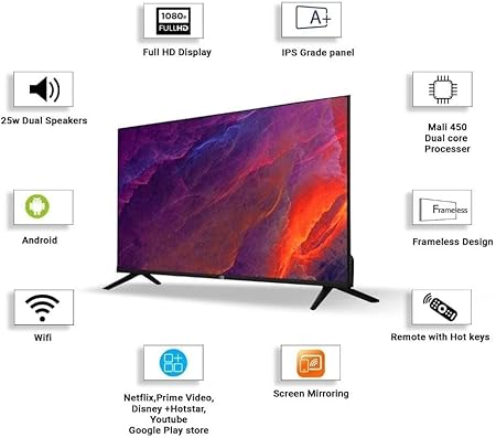 Condere 32V20 32" VIDAA Smart HD TV – Dolby Audio, Netflix, WiFi & Frameless Design