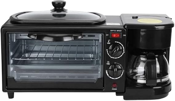 3-in-1 Mini Breakfast Maker – Electric Oven, Coffee Maker & Frying Pan | All-in-One Kitchen Appliance