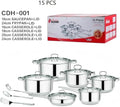 Condere Home CDH-001 15-Piece Stainless Steel Cookware Set – Saucepan, Frypan, Casseroles & Utensils | Gas, Induction & Electric