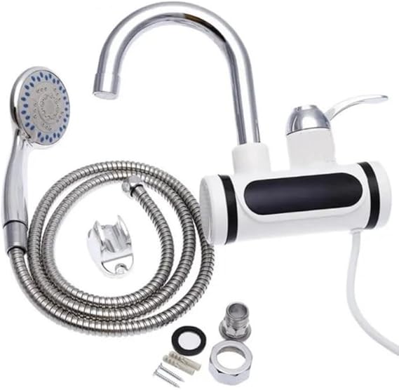 6.5kW Electric Instant Hot Water Shower Faucet – 3-Second Heating, LED Display, Shower Head & Hose Included