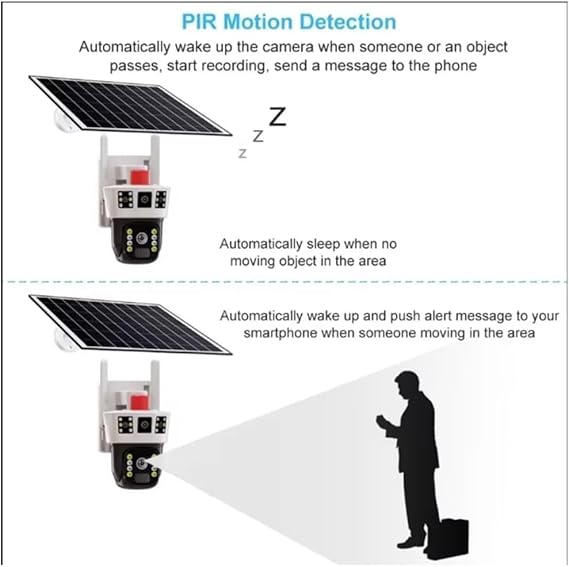 V380 Pro 4K Solar 4G PTZ Security Camera | Dual Lens | PIR Motion Detection | Night Vision | IP66