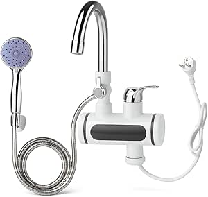 6.5kW Electric Instant Hot Water Shower Faucet – 3-Second Heating, LED Display, Shower Head & Hose Included