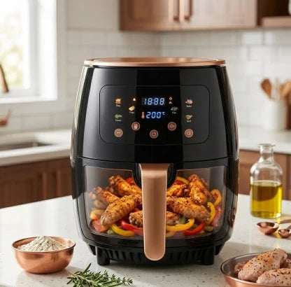 iStar-ST CS3040 Air Fryer 6L 2400W | LCD Touch Control | Extra Large | Black & Rose Gold
