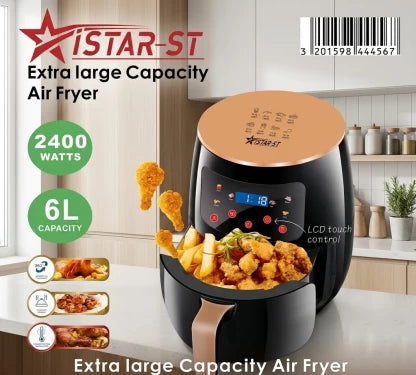 iStar-ST CS3040 Air Fryer 6L 2400W | LCD Touch Control | Extra Large | Black & Rose Gold