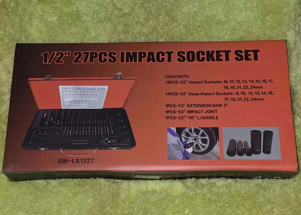 27-Piece 1/2" Drive Air Impact Socket Set – GW-LS1227 | Metric Sizes 8–24mm
