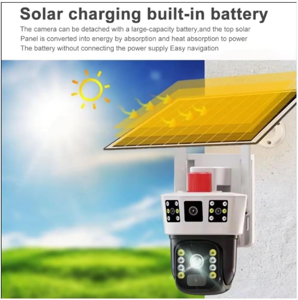 V380 Pro 4K Solar 4G PTZ Security Camera | Dual Lens | PIR Motion Detection | Night Vision | IP66
