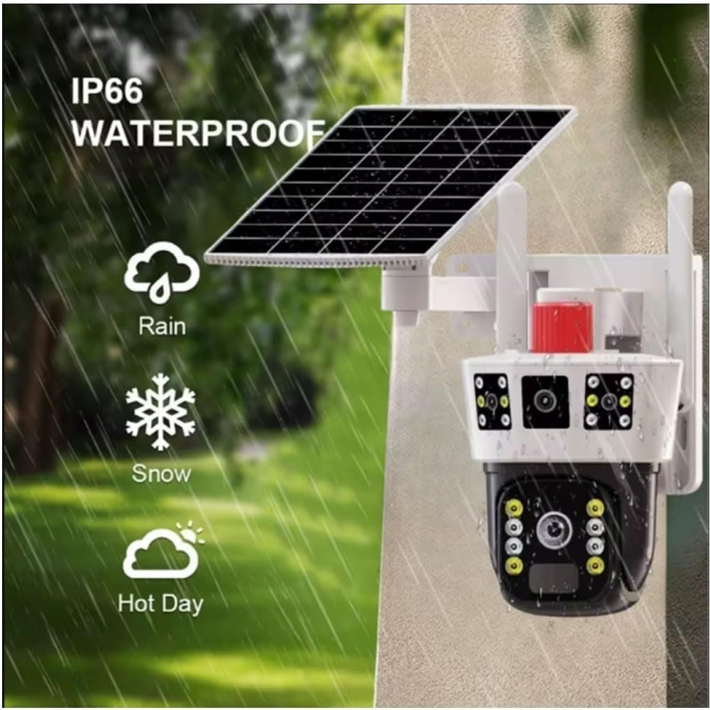 V380 Pro 4K Solar 4G PTZ Security Camera | Dual Lens | PIR Motion Detection | Night Vision | IP66