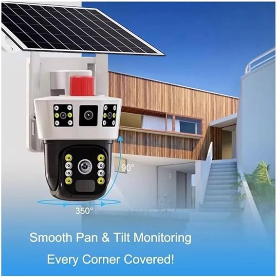V380 Pro 4K Solar 4G PTZ Security Camera | Dual Lens | PIR Motion Detection | Night Vision | IP66