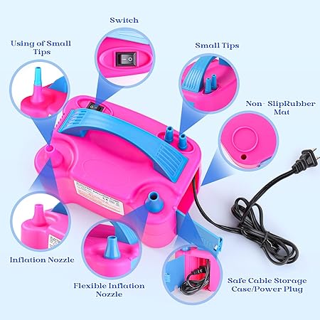 Electric Balloon Pump 600W | Dual Nozzle | Portable | Inflates 2 Balloons at Once | Party Decorations