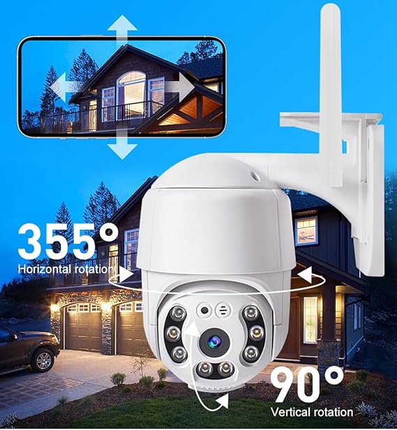 Wireless PTZ Security Camera | Siren Alarm | Spotlight | 360° | AI Motion Detection | Colour Night Vision | IP66 | WiFi Battery
