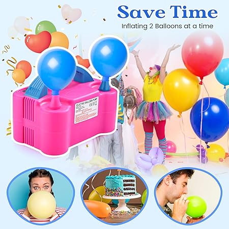 Electric Balloon Pump 600W | Dual Nozzle | Portable | Inflates 2 Balloons at Once | Party Decorations
