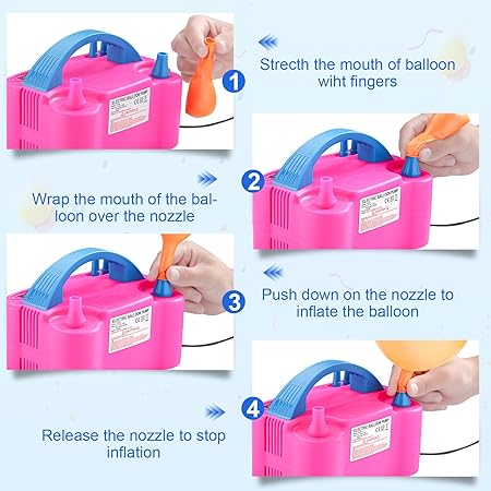 Electric Balloon Pump 600W | Dual Nozzle | Portable | Inflates 2 Balloons at Once | Party Decorations