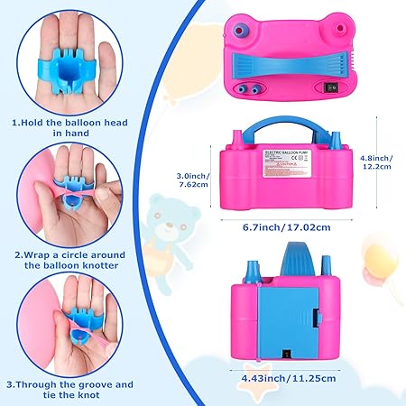 Electric Balloon Pump 600W | Dual Nozzle | Portable | Inflates 2 Balloons at Once | Party Decorations