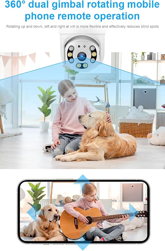 Wireless PTZ Security Camera | Siren Alarm | Spotlight | 360° | AI Motion Detection | Colour Night Vision | IP66 | WiFi Battery