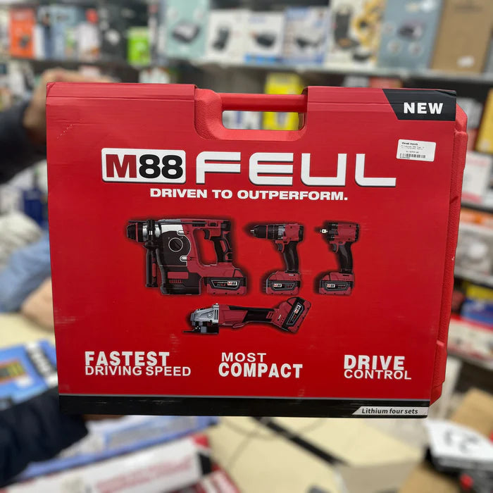 Milwaukee M88 FEUL 4-in-1 Cordless Power Tool Combo Kit – Drill, Impact Driver, Grinder & More