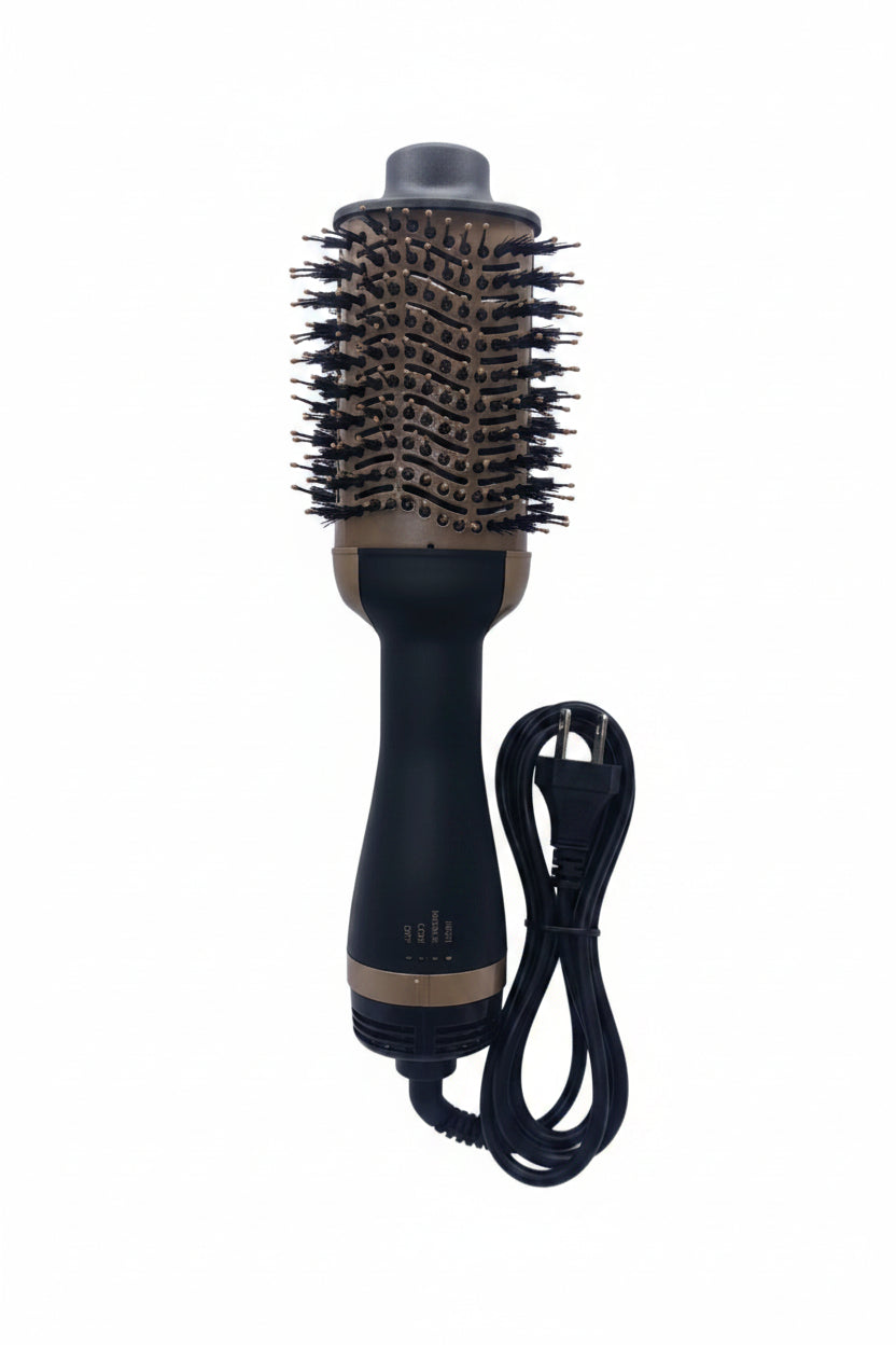Keratin 3D Pro Hair Dryer Brush, 2000W Power, Ceramic-Coated Barrel, Adjustable Temperature Settings, Mixed Bristles, 360° Rotating Cable