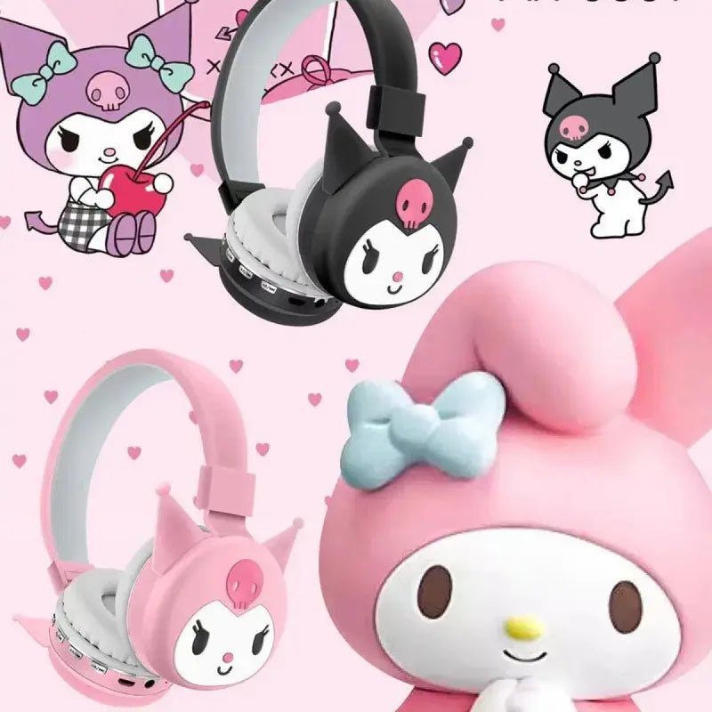 AH-806Y Kuromi Kawaii Bluetooth Headphones – Wireless Anime Cartoon Stereo Headset