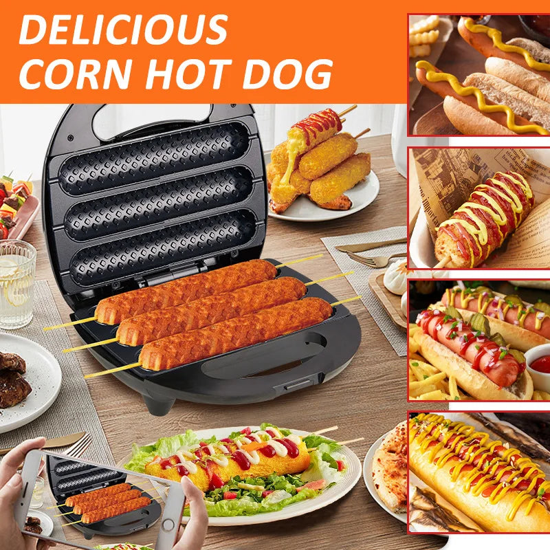 Sokany SK-BBQ-141 800W Electric Corn Dog & Hot Dog Grill Maker – Non-Stick, 4-Slot, Thermostat Control